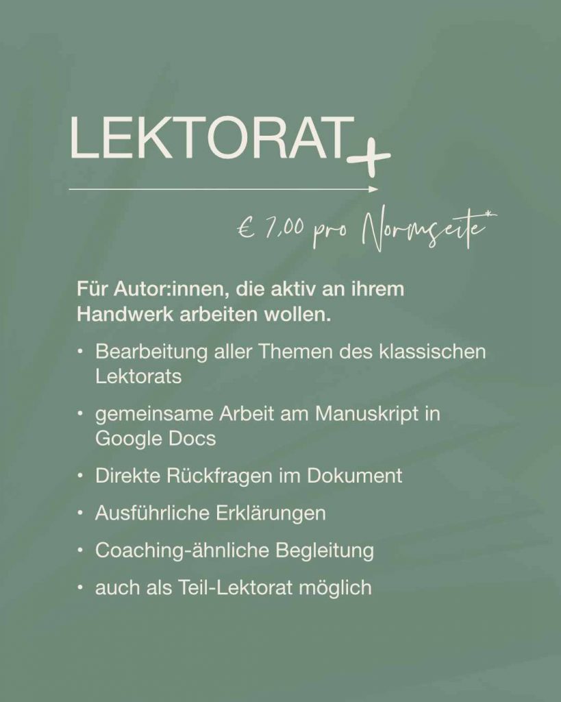 Lektorat plus - € 7,00 pro Normseite