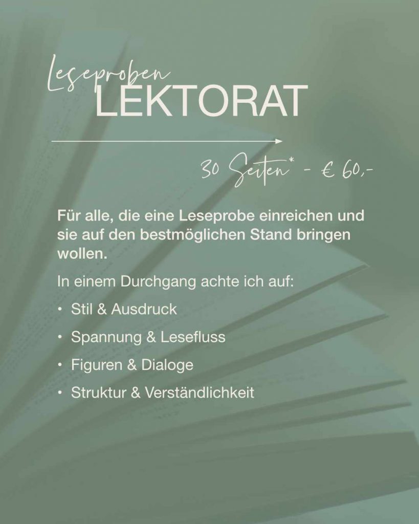 Leseprobenlektorat - 30 Seiten für € 60,-